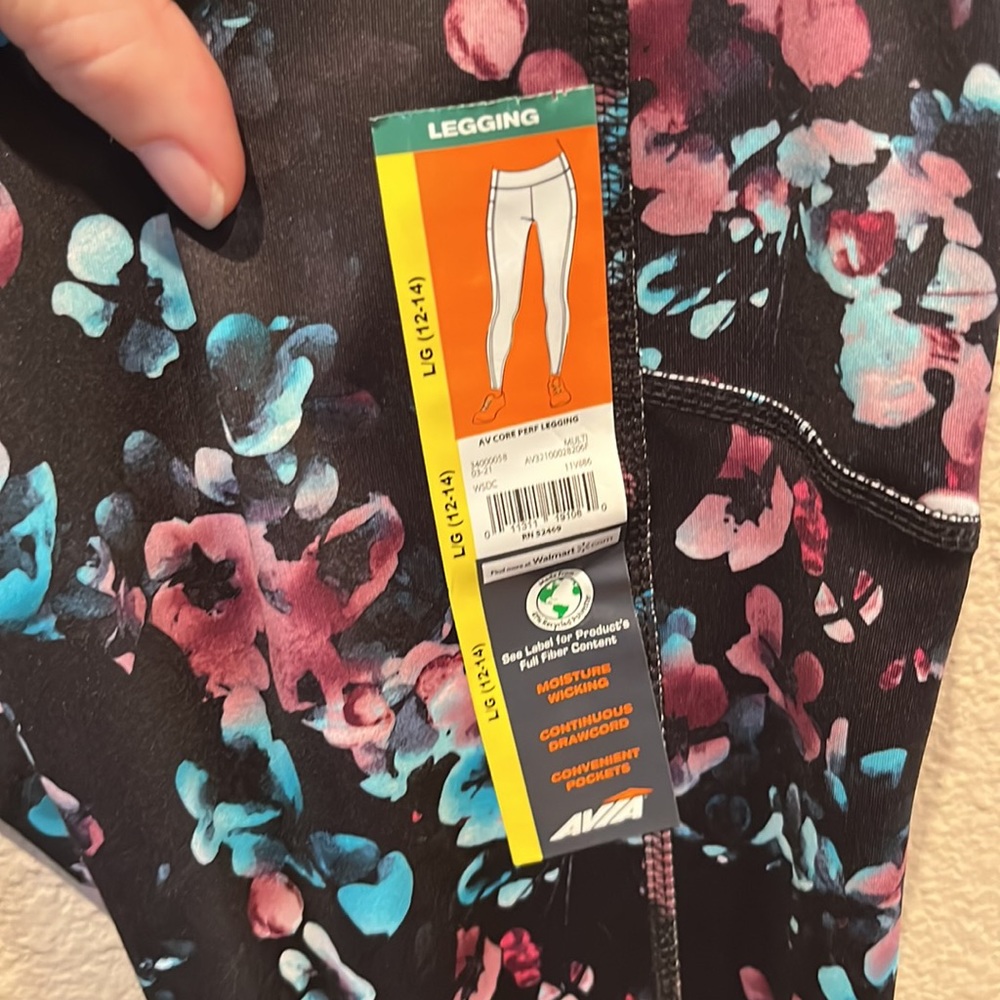New Avia Floral Workout Running Yoga Leggings Size Large 12-14 NWT - Picture 6 of 6